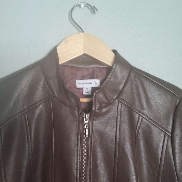Susan Graver Faux Leather Jacket Size Medium - Picture 2 of 8